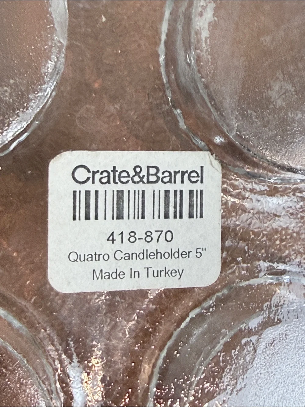 Crate&Barrel Clear Glass Four-Tea Light Candle Holder